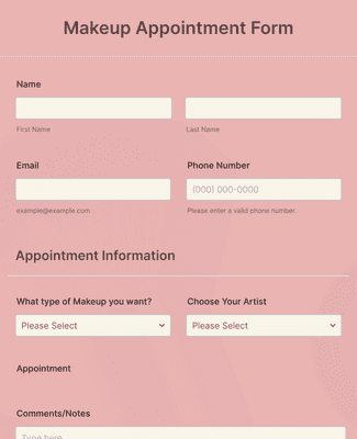 Form Templates: Makeup Appointment Form