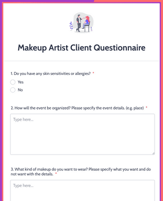 Makeup Artist Client Questionnaire
