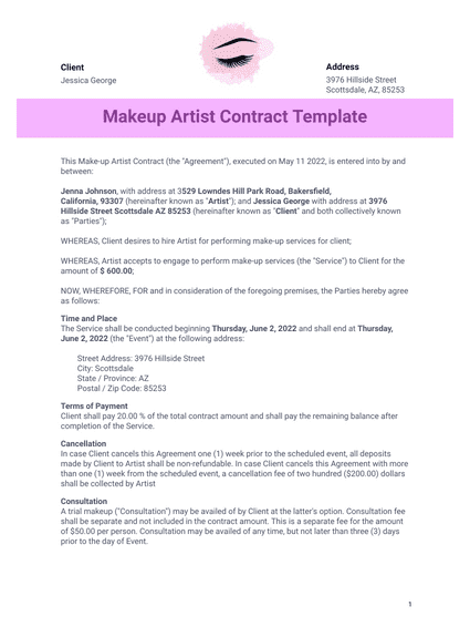 Makeup Artist Contract Template - PDF Templates | Jotform