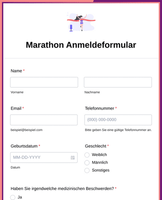 Form Templates: Marathon Anmeldeformular