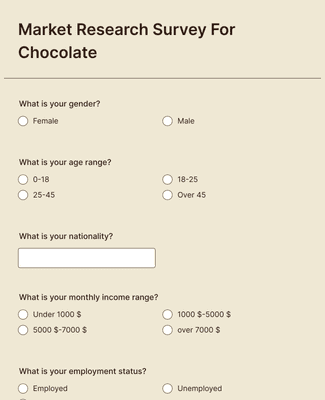 Form Templates: Market Research Survey For Chocolate