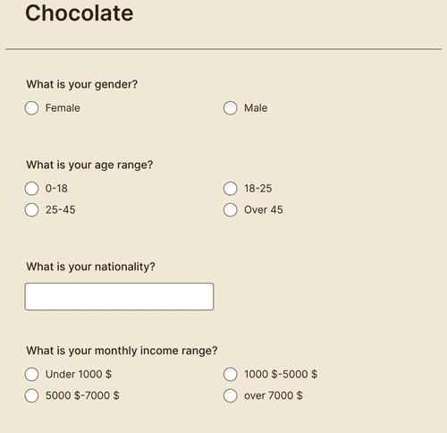 Market Research Survey For Chocolate Form Template | Jotform