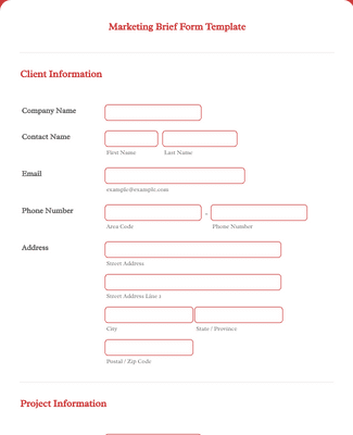 Form Templates: Marketing Brief Form Template