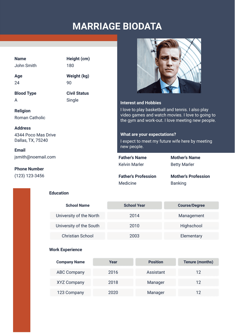 Marriage Biodata Template - PDF Templates | Jotform