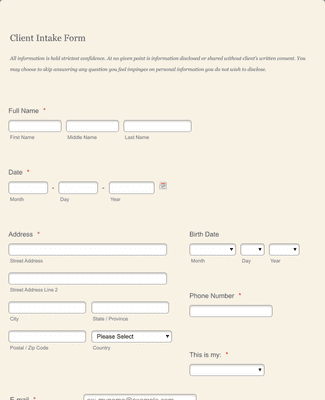 Form Templates: Massage Therapy Client Intake