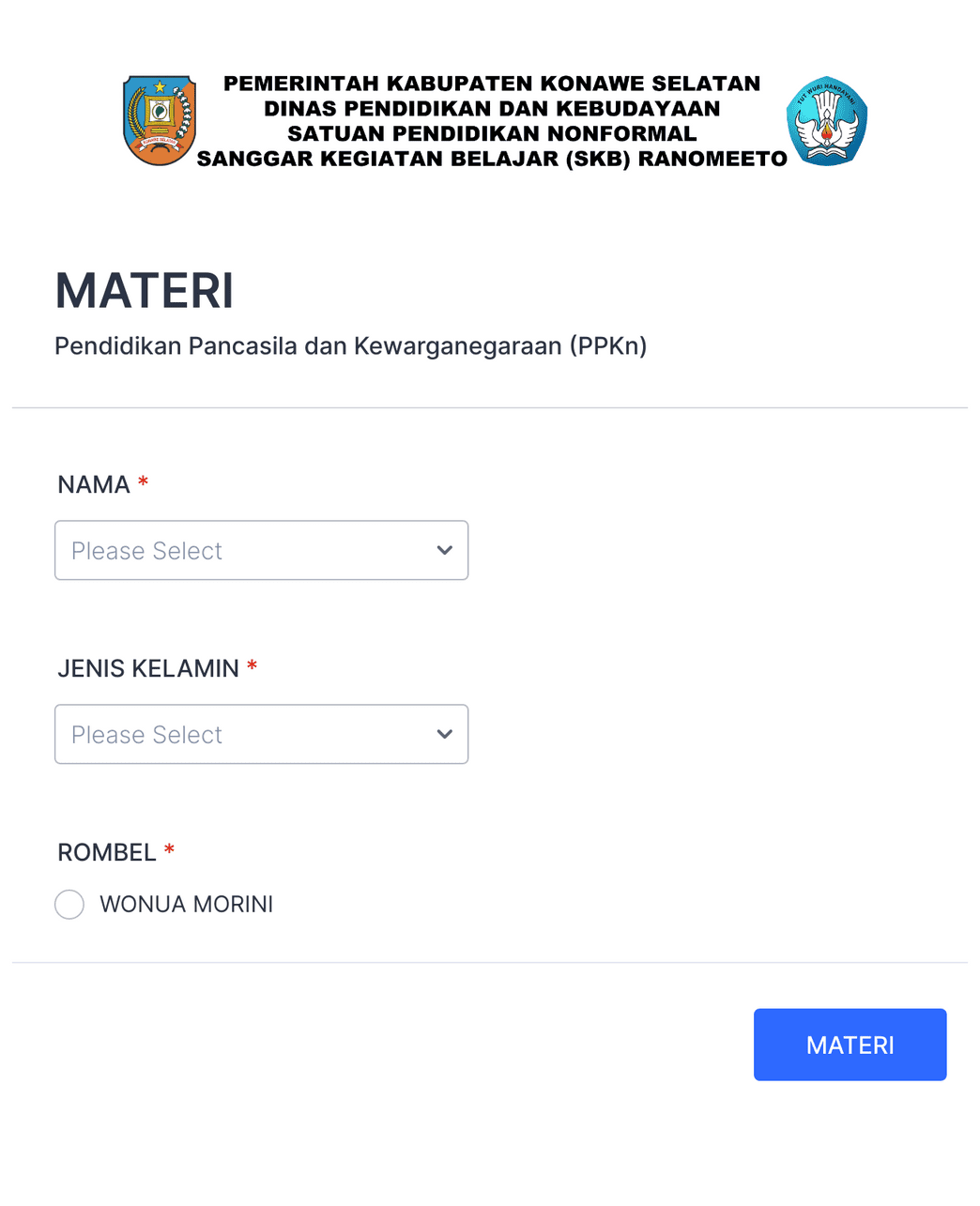 MATERI Template Formulir | Jotform