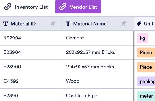 Material List Template