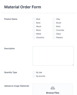 Form Templates: Material Order Form