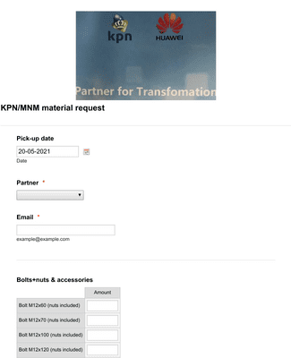 Form Templates: Material request KPN/MNM