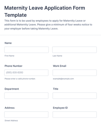 Maternity Leave Application Form Template | Jotform