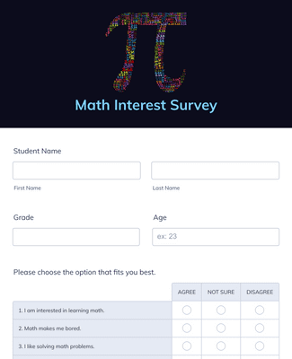 Form Templates: Math Interest Survey