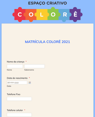 Form Templates: Matrícula Colorê 2021