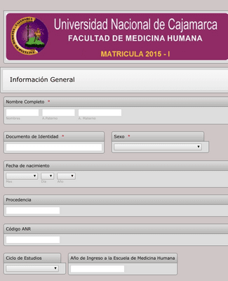 Form Templates: Formulario de Matrícula Facultad de Medicina Humana