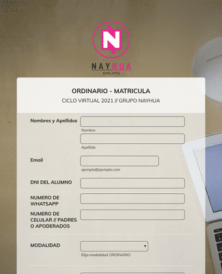 Form Templates: MATRICULA ONLINE NAYHUA