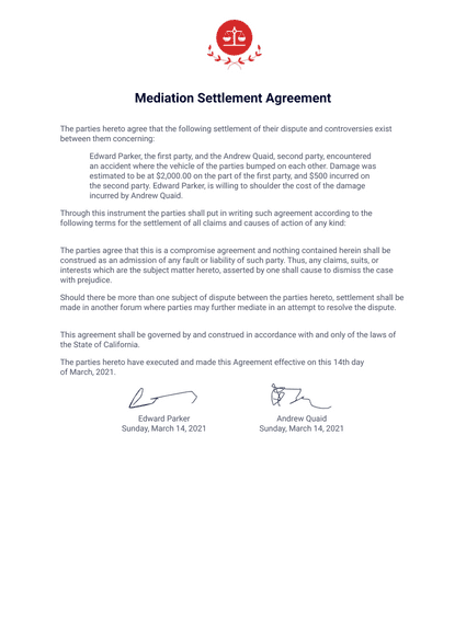 Mediation Settlement Agreement