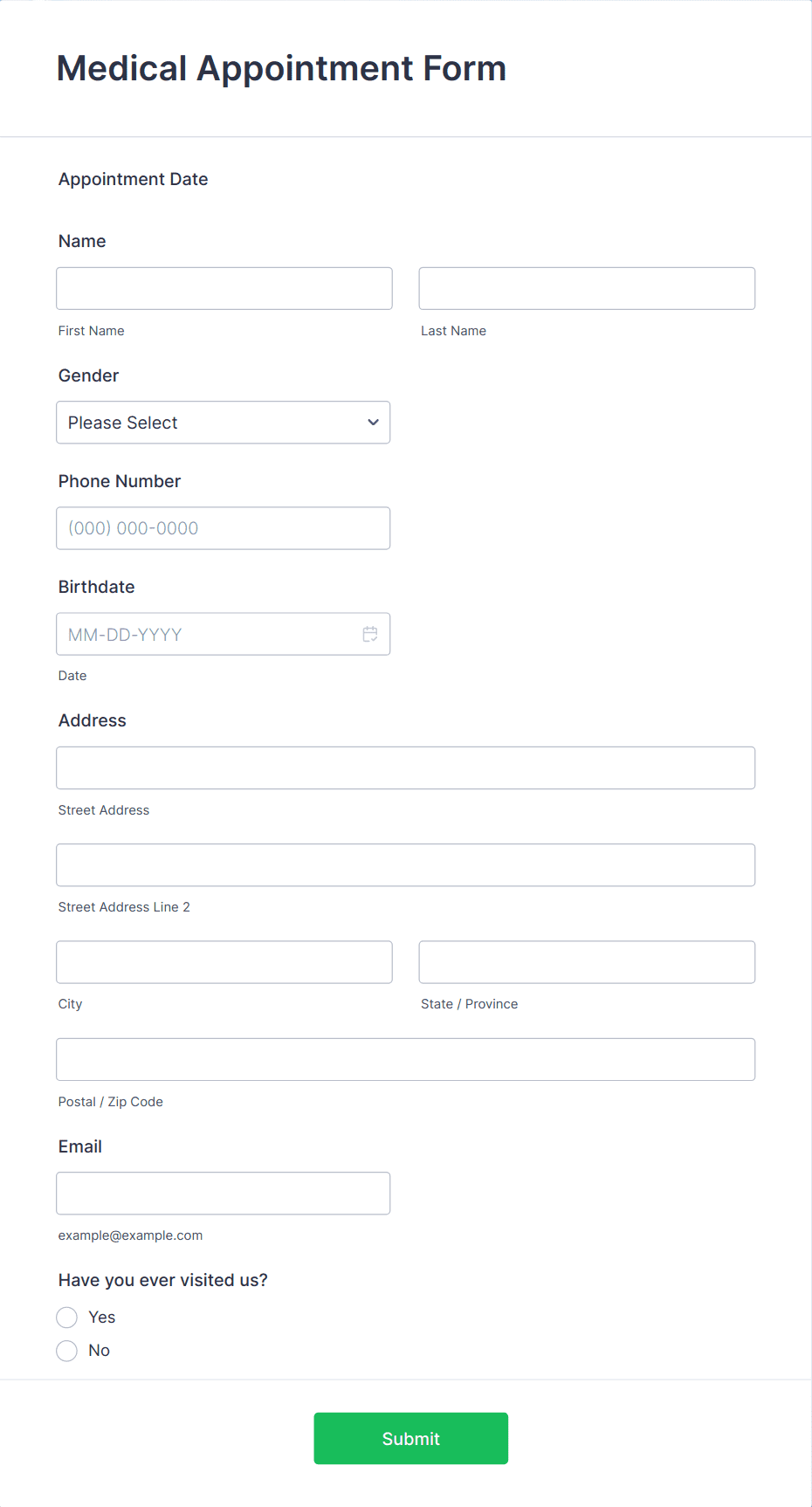 Template medical-appointment-form