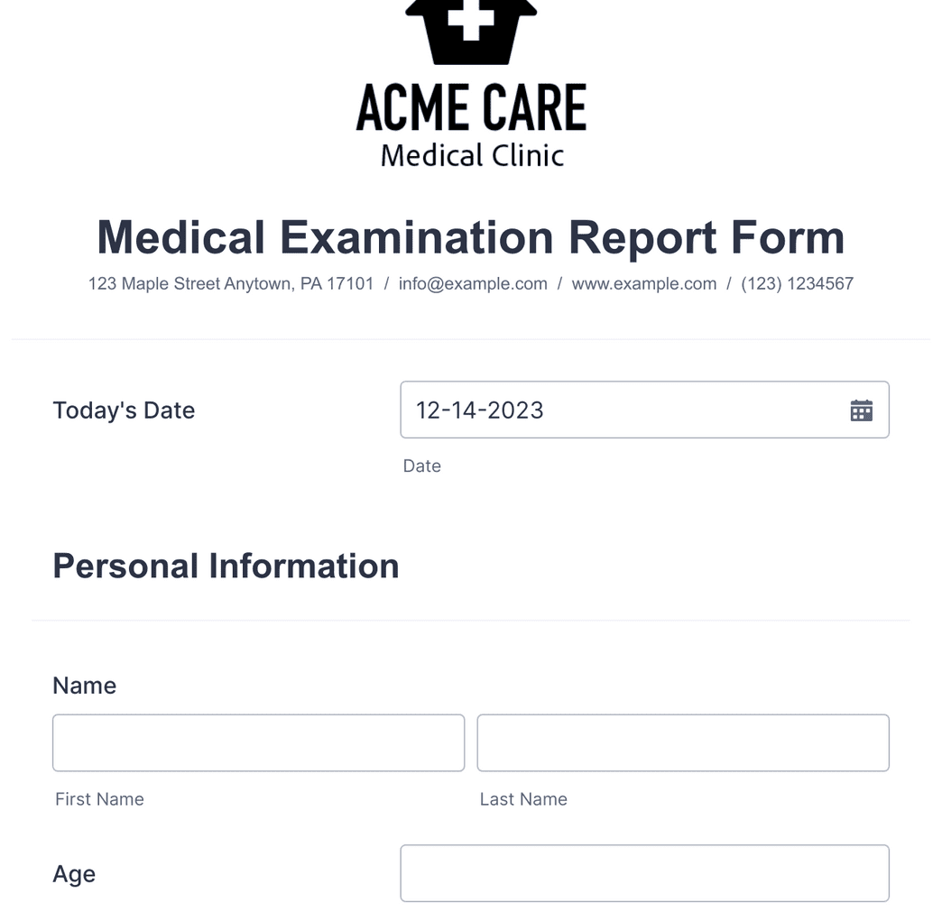 Medical Examination Report Form Template Jotform