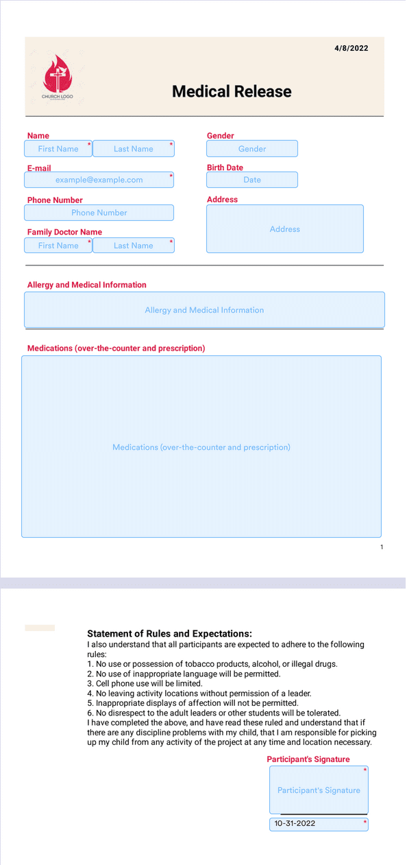 Medical Release Form Sign Templates Jotform