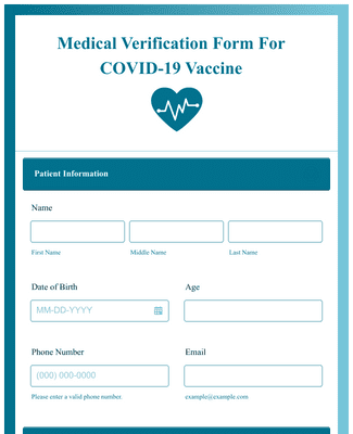 Medical Verification Form For COVID-19 Vaccine Form Template | Jotform