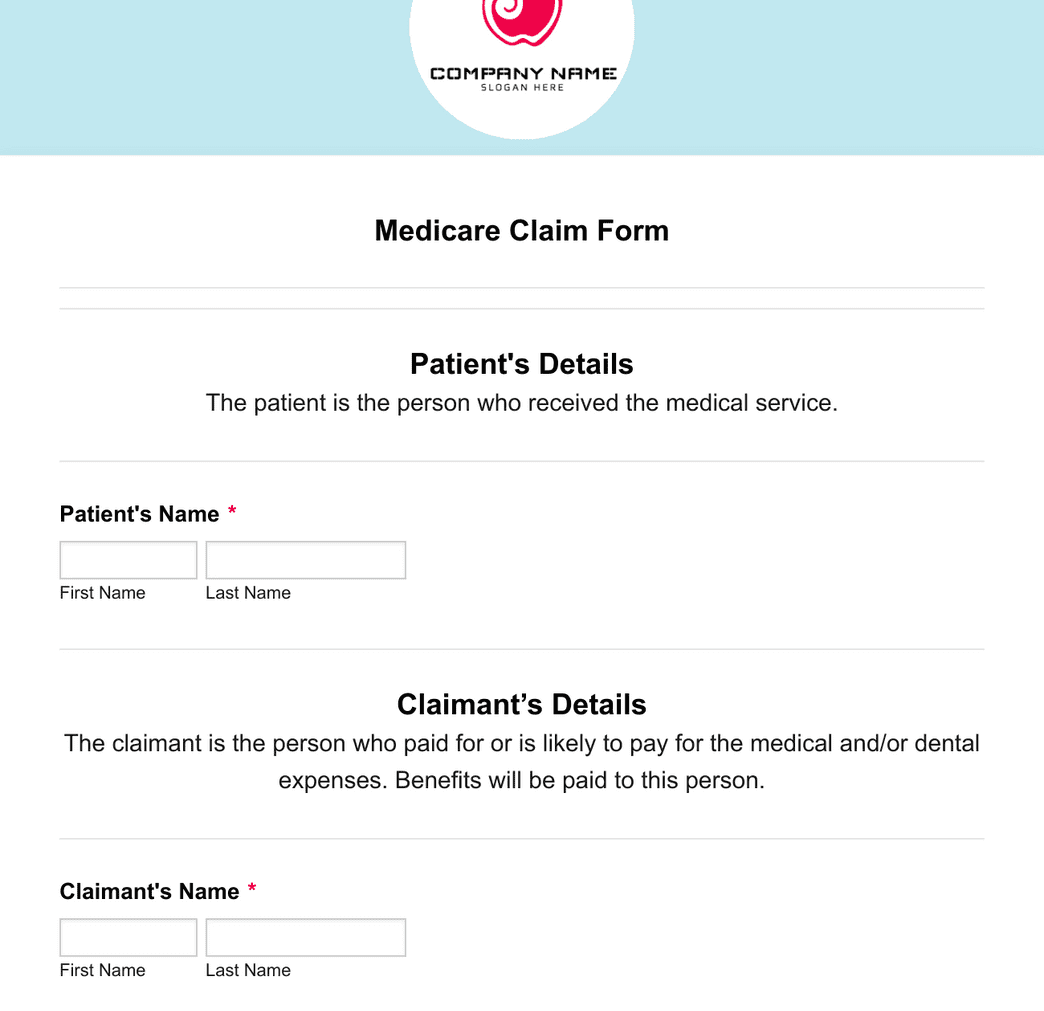 Medicare Claim Form Template Jotform