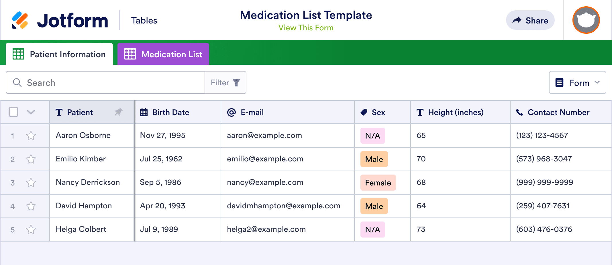 Medication List Template
