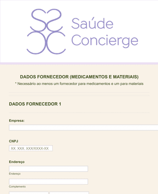 Medicine and Medical Supplies Order Form in Portuguese