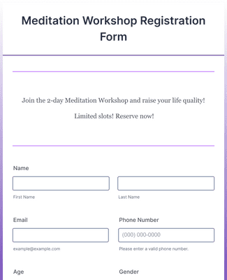 Form Templates: Meditation Workshop Registration Form
