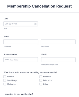 Membership Cancellation Request Form Template | Jotform