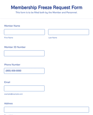 Membership Freeze Request Form Template | Jotform