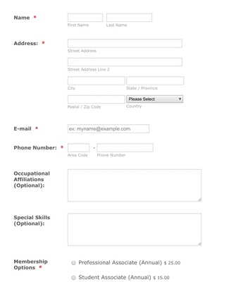 Membership Registration Form - PayPal