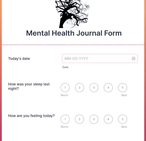 Mental Health Journal Template Form Template | Jotform