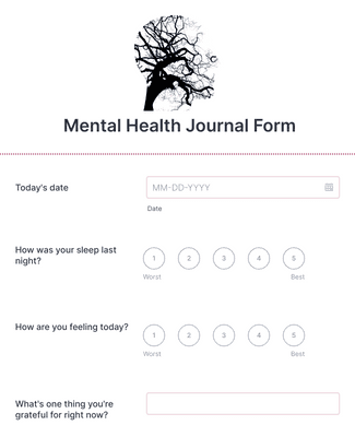 Mental Health Journal Template Form Template | Jotform