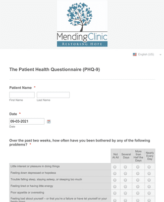 Form Templates: Mental Health Questionnaire