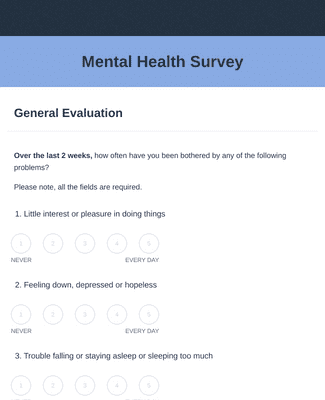 Form Templates: Mental Health Survey