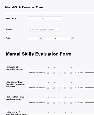 Mental Skills Evaluation Form Template | Jotform