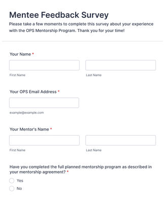 Mentee Feedback Survey Form Template | Jotform