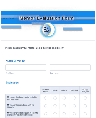 Form Templates: Mentor Evaluation Form