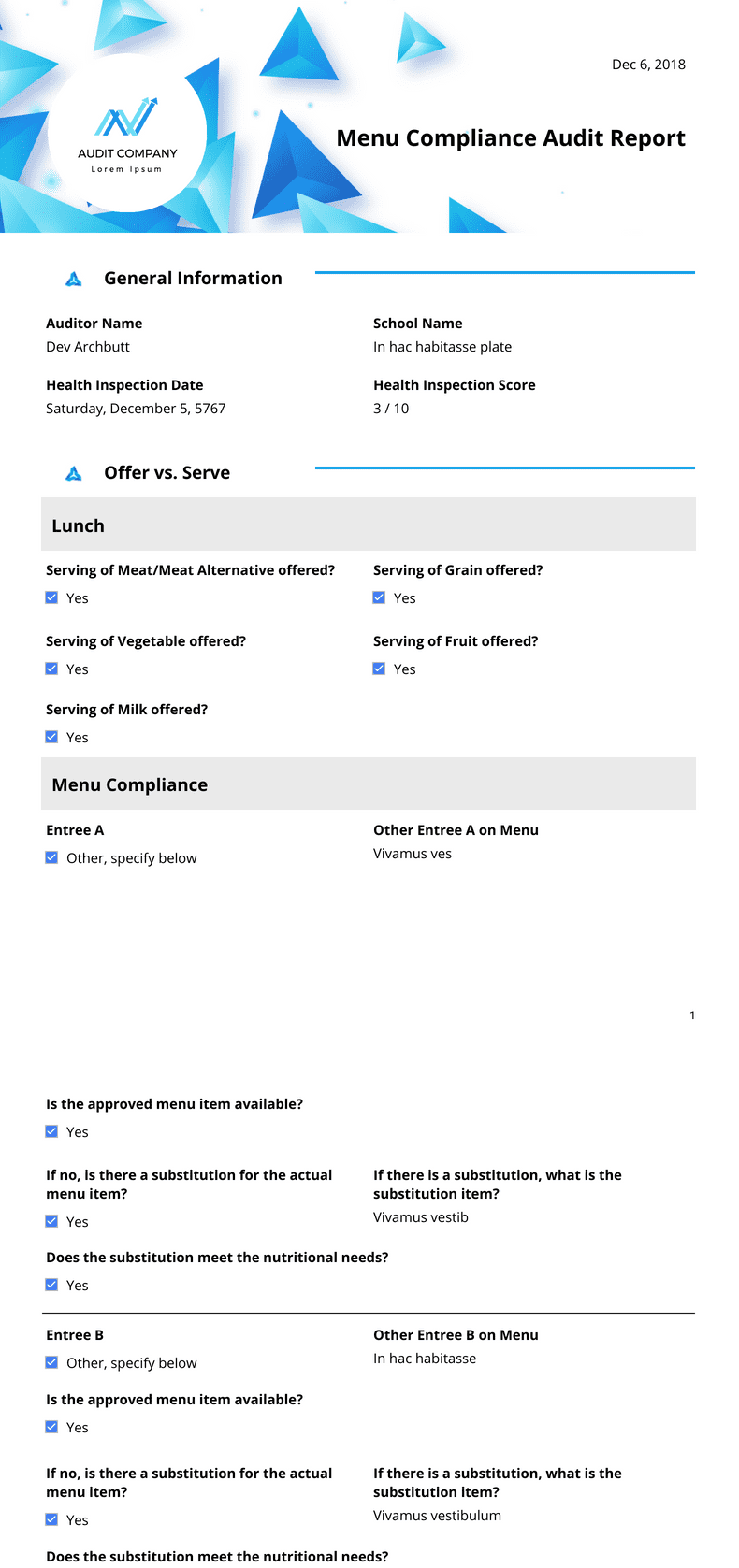 Audit Report Templates PDF Templates Jotform