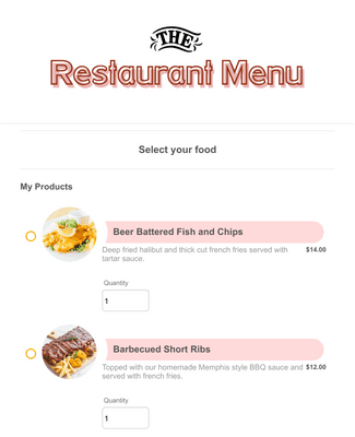 Free Meal Order Form Template | Jotform