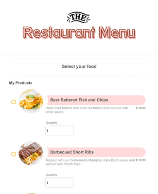 Menu Ticket Order Restaurant Order Form Template | JotForm