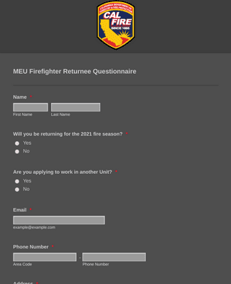 MEU Firefighter Returnee Questionnaire