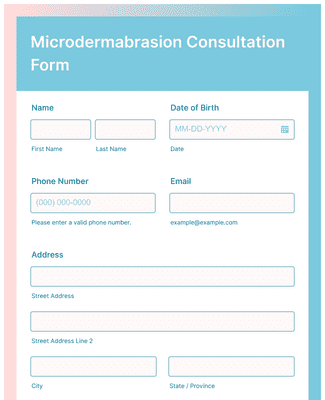 Microdermabrasion Consultation Form Template | Jotform