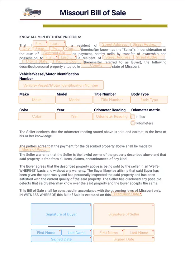 Missouri Bill of Sale