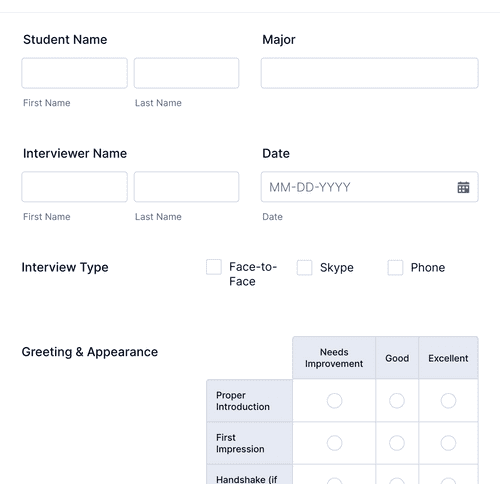 Mock Interview Evaluation Form Template | Jotform