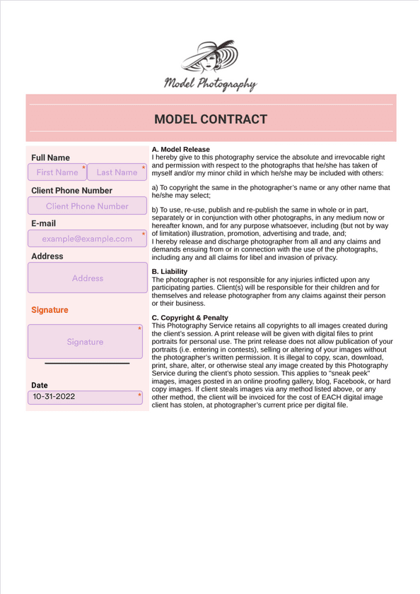Boxing Contract Template - Sign Templates | Jotform