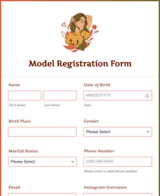Form Templates: Model Registration Form