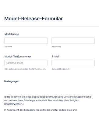 Form Templates: Model Release Formular