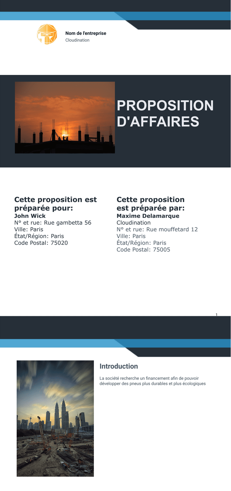 Modèle de proposition commerciale gratuit - Modèles de PDF | Jotform