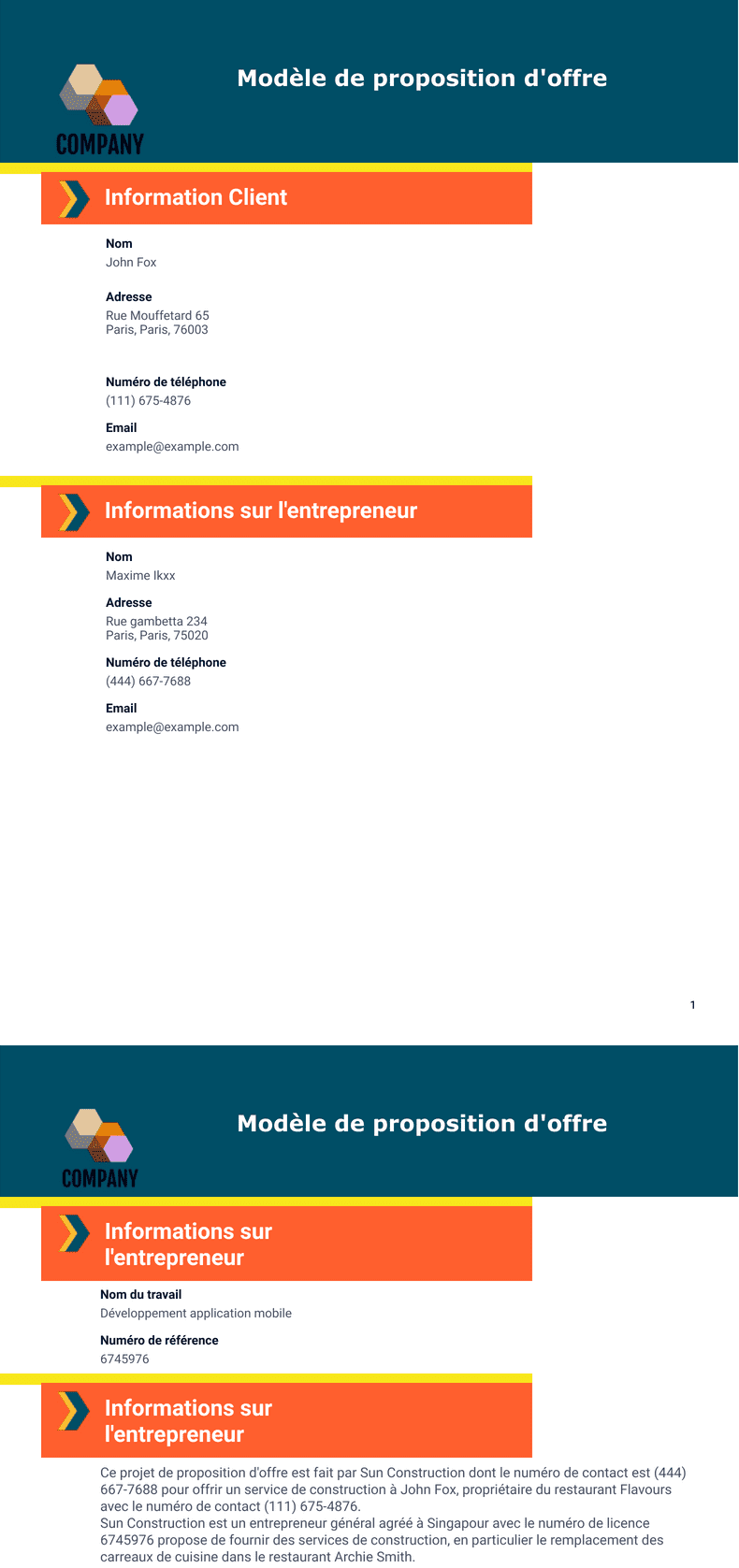 Modèle de proposition d'offre - Modèles de PDF | Jotform