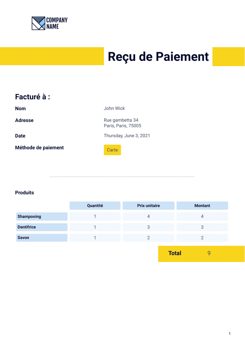 Modèle de reçu de paiement - Modèles de PDF | Jotform